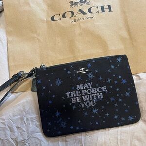 Coach Black with Blue Star Wars wristlet may the force be with you